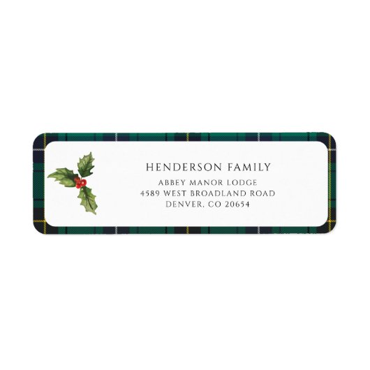 Karierte Weihnachtsmistletoe Tartan Rücksendeadres (Vorne)