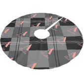 Karierte Weihnachtsmonogramm Grau Polyester Weihnachtsbaumdecke (Schrägansicht)