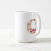 Karierte Weihnachtsmonogramm personalisiert Kaffeetasse (VorderseiteRechts)