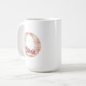 Karierte Weihnachtsmonogramm personalisiert Kaffeetasse (Vorderseite Links)