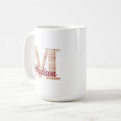 Karierte Weihnachtsmonogramm personalisiert Kaffeetasse (Vorderseite Links)