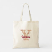 Karierte Weihnachtsmonogramm personalisiert Tragetasche (Rückseite)