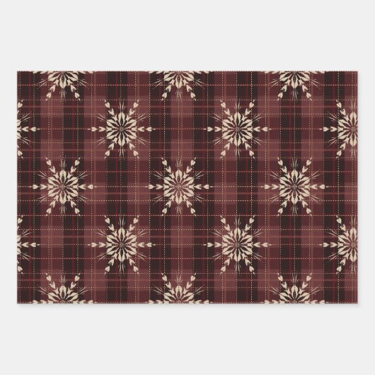 Karierte Weihnachtsmuster in Rot, Gold und Grün Geschenkpapier Set (Vorderseite 2)