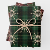 Karierte Weihnachtsmuster in Rot, Gold und Grün Geschenkpapier Set (Beispiel)