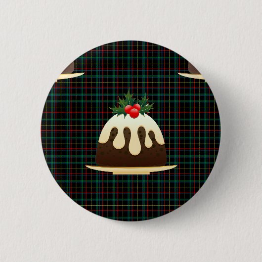 karierte Weihnachtspudding Button (Vorderseite)