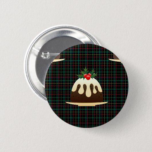 karierte Weihnachtspudding Button (Vorne & Hinten)