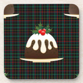 karierte Weihnachtspudding Getränkeuntersetzer (Vorderseite)