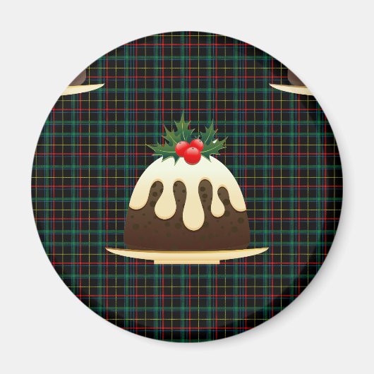 karierte Weihnachtspudding Magnet (Vorne)