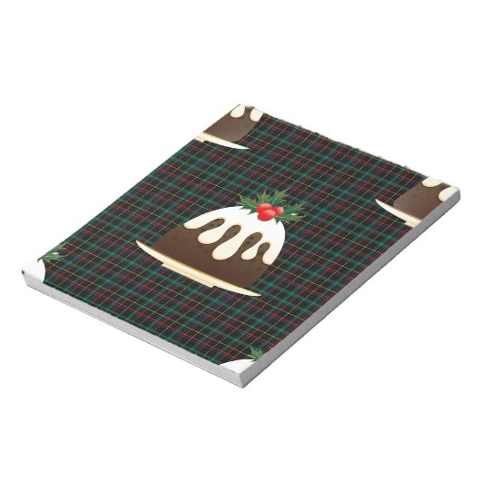 karierte Weihnachtspudding Notizblock (Rotiert)