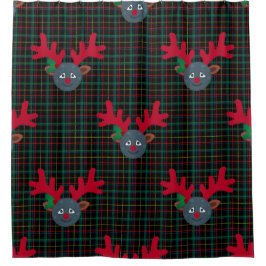 karierte Weihnachtsrentiere Emoji Duschvorhang
