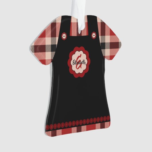 Karierte Weihnachtsschneeflocke Pinafront Maßgesch Ornament (Vorderseite)