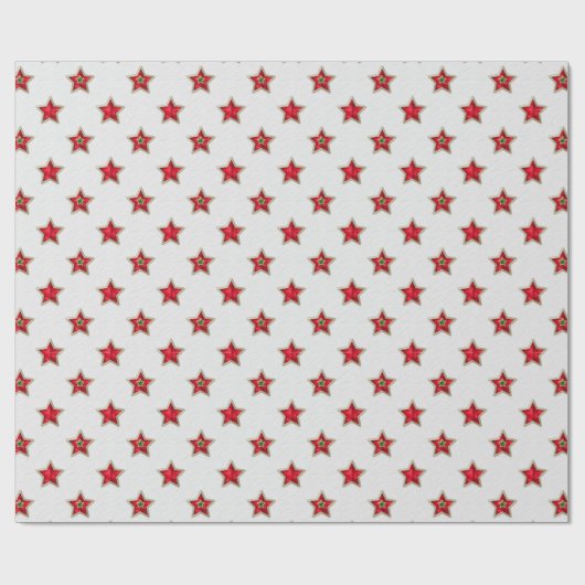 Karierte Weihnachtssterne Geschenkpapier (Flach)