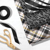 Karierte Weihnachtstypografie in Schwarz und Weiß Geschenkpapier Set