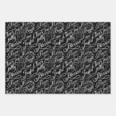 Karierte Weihnachtstypografie in Schwarz und Weiß Geschenkpapier Set (Vorderseite 2)