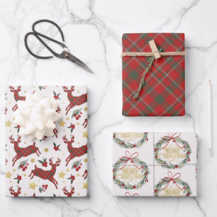 Karierte Weihnachtswrapping-Papierblätter für Rent Geschenkpapier Set