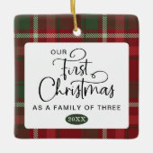 Karierte Weihnachtszeit Foto Weihnachten Keramikornament (Vorderseite)