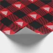Karierte weiße Weihnachtsbäume in Schwarz und Rot Geschenkpapier (Ecke)
