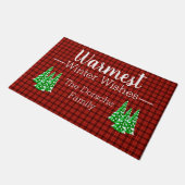 Karierte Winterwünsche Fußmatte (Schrägansicht)