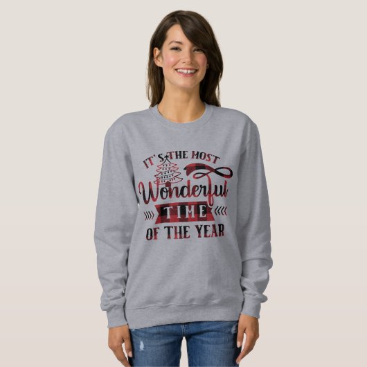 Karierte wunderbare Zeit des Jahres Weihnachten Sweatshirt (Vorne ganz)