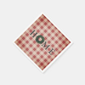 Karierte "ZUHAUSE" Typografie Stilvolle Bauernhöfe Serviette (Ecke)