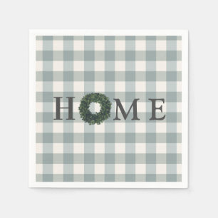 Karierte "ZUHAUSE" Typografie Stilvolle Bauernhöfe Serviette