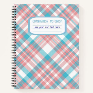 Karierte Zusammensetzung von Preppy Blue und Pink Notizblock