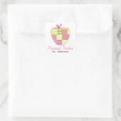 Karierter Apple-Preschool-Lehrer Quadratischer Aufkleber (Tasche)