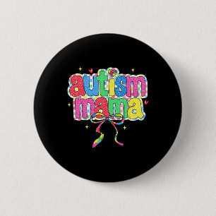 Karierter Autism Mama Coquette Bogen Autism Bewuss Button
