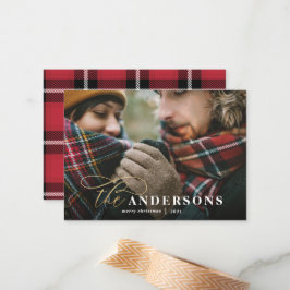 karierter Backend 1 Foto Weihnachtskarte Mitteilungskarte