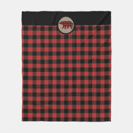 Karierter Bär aus Red Black Buffalo Fleecedecke