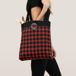 Karierter Bär aus Red Black Buffalo Tasche