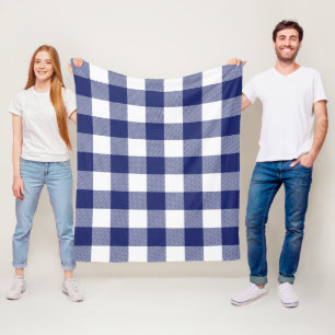 Karierter Bauernhof Navy White Buffalo Fleecedecke