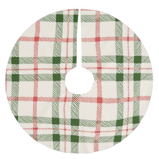 Karierter Bauernhof Rot & Grün Weihnachten Polyester Weihnachtsbaumdecke (Vorderseite)