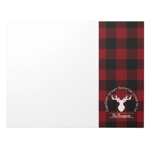 Karierter Bauernname Rot und Schwarz Buffalo Notizblock (Vorderseite)