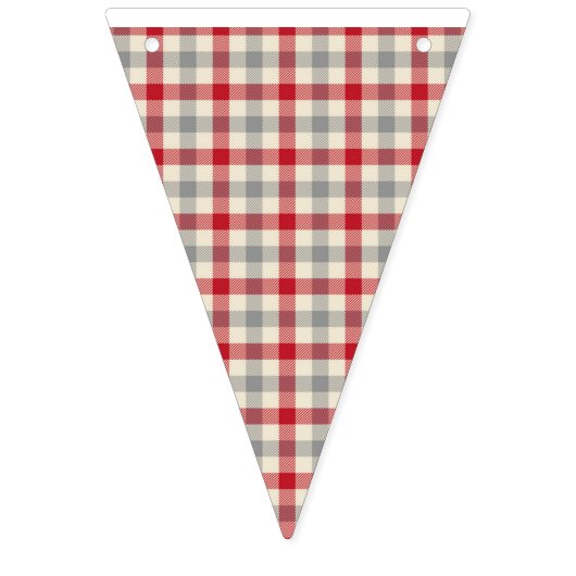 Karierter Bauernstil in Rot und Grau Wimpelkette (Dritte Fahne)