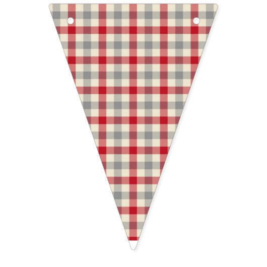 Karierter Bauernstil in Rot und Grau Wimpelkette (Zweite Fahne)