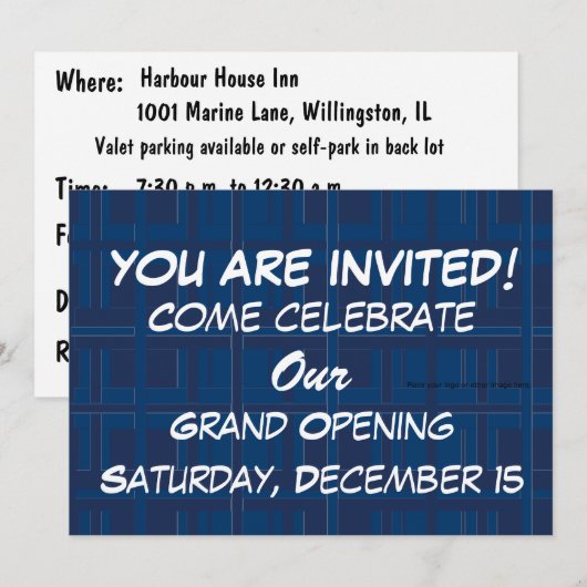 Karierter Blauer Kreislauf - Einladung (Vorne/Hinten)