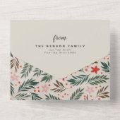 Karierter Blumenweihnachtsfest Grün 4 Foto Urlaub All In One Einladung (Rückseite)