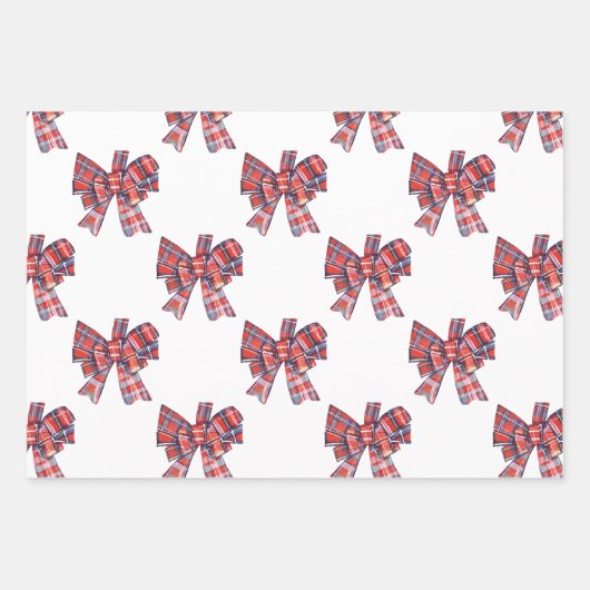 Karierter Bow Chinoiserie Topiary Tree Geschenkpapier Set (Vorderseite 2)