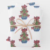Karierter Bow Chinoiserie Topiary Tree Geschenkpapier Set (Beispiel)