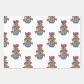 Karierter Bow Chinoiserie Topiary Tree Geschenkpapier Set (Vorderseite)