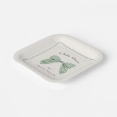Karierter Bow mit heller Sage Elegante Baby-Dusche Pappteller (Gewinkelt)