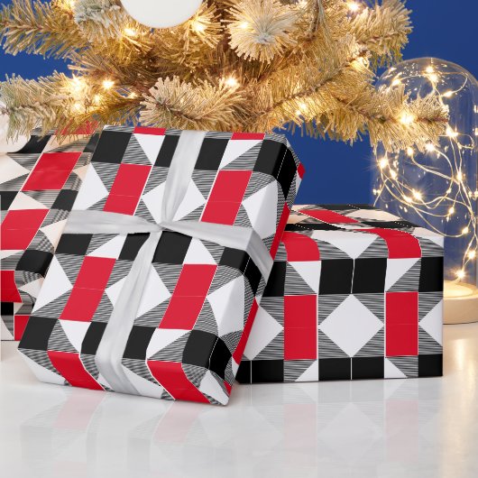karierter Buffalo-Farbblock mit Ästhetik Geschenkpapier (Feiertage)