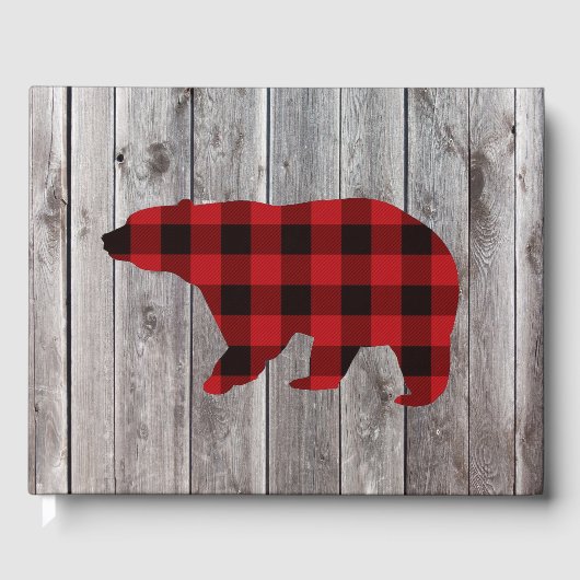 karierter Büffelbär, 1. Geburtstag Party Gästebuch (Vorderseite)