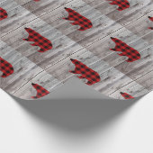 karierter Büffelbär, 1. Geburtstag Party Geschenkpapier (Ecke)