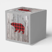 karierter Büffelbär, 1. Geburtstag Party Geschenkschachtel (Rückseite)