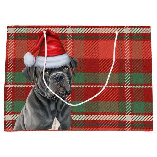 Karierter Cane Corso Dog Lover Holiday Große Geschenktüte (Vorderseite)