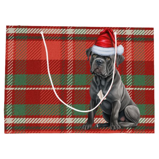 Karierter Cane Corso Dog Lover Holiday Große Geschenktüte (Rückseite)