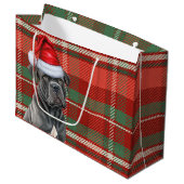 Karierter Cane Corso Dog Lover Holiday Große Geschenktüte (Vorderseite Schrägansicht)