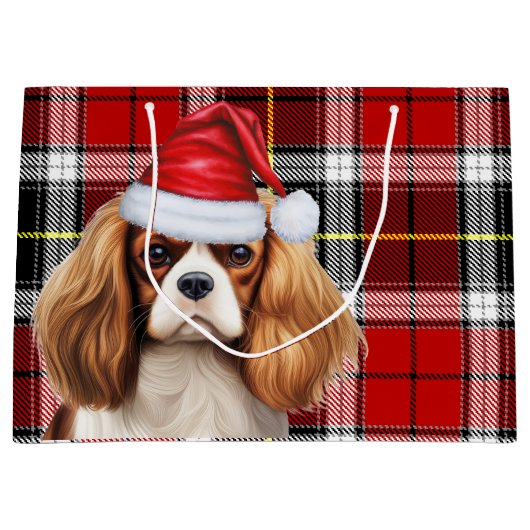 Karierter Cavalier Spaniel Dog Lover Holiday Große Geschenktüte (Vorderseite)
